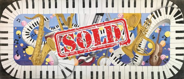 instruments and piano keys with sold stamp