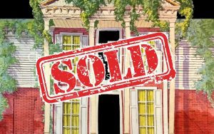 Colonial House Exterior Cut with Column Tab Backdrop