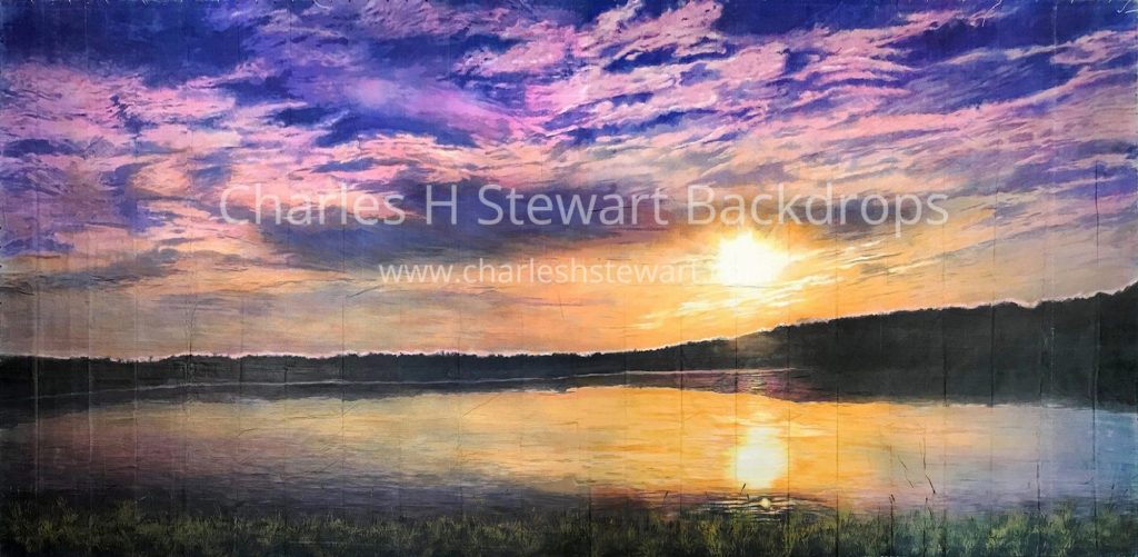 Riverbank sunset backdrop for rent by charles h stewart Riverbank sunset backdrop for rent by charles h stewart